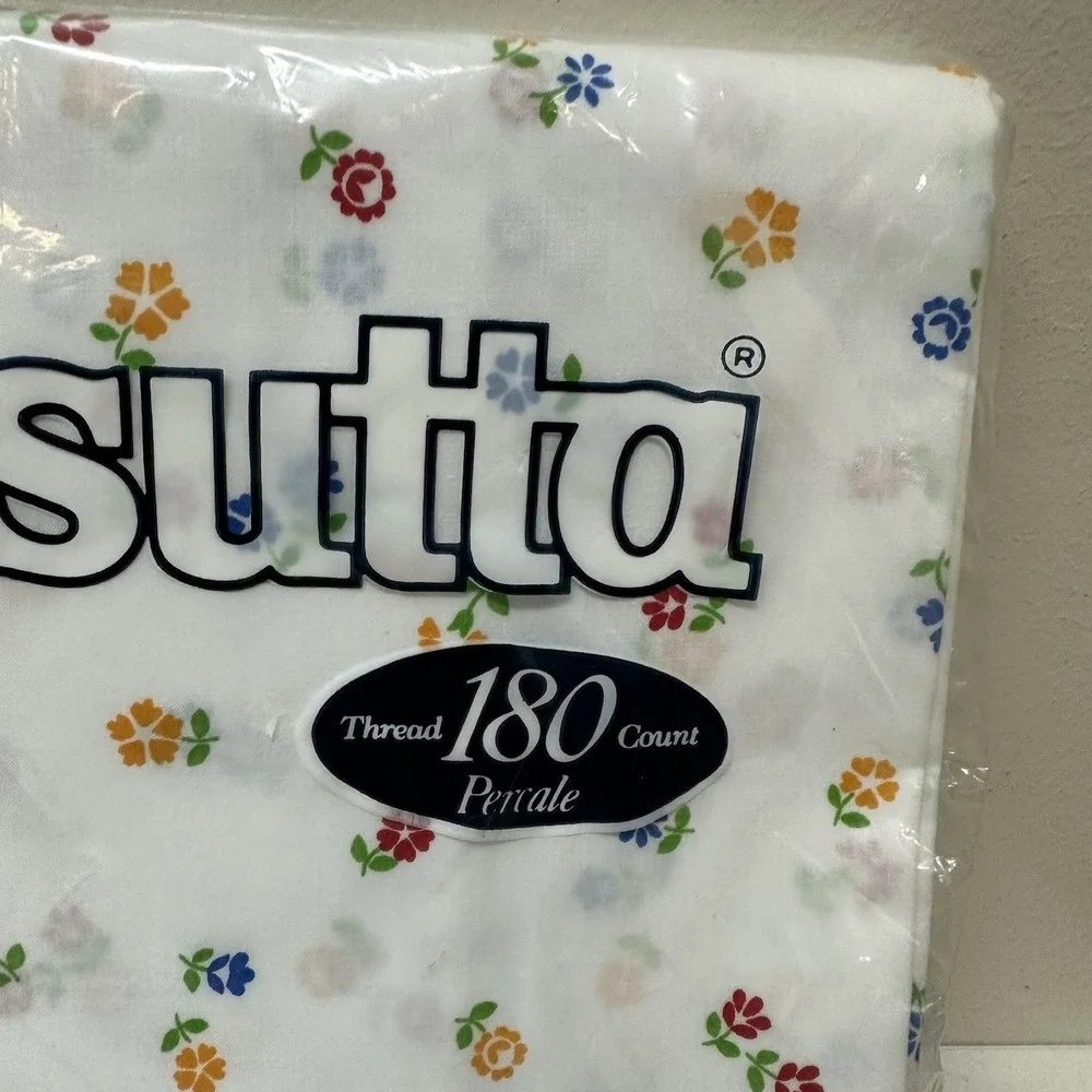 Vintage Wamsutta No Iron Percale Mayflower Floral Twin Flat Sheet NOS NEW